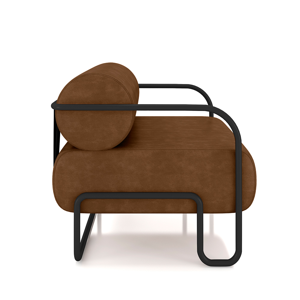 Kit 2 Poltronas Decorativas Sala de Estar Polatsk Base Industrial de Ferro PU Marrom G33 - Gran Belo