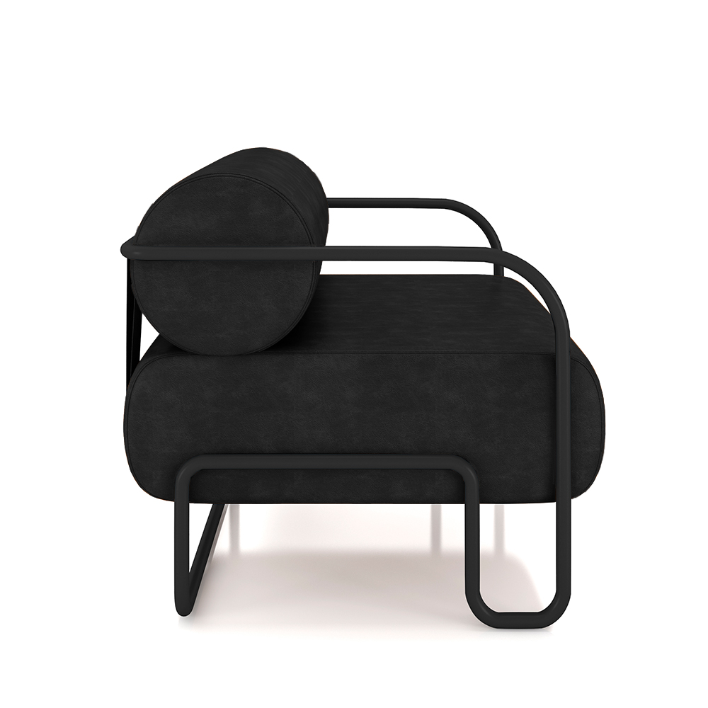 Kit 2 Poltronas Decorativas Sala de Estar Polatsk Base Industrial de Ferro PU Preto G33 - Gran Belo