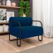 Kit 2 Poltronas Decorativas Sala de Estar Polatsk Base Industrial de Ferro Veludo Azul G33 - Gran Belo