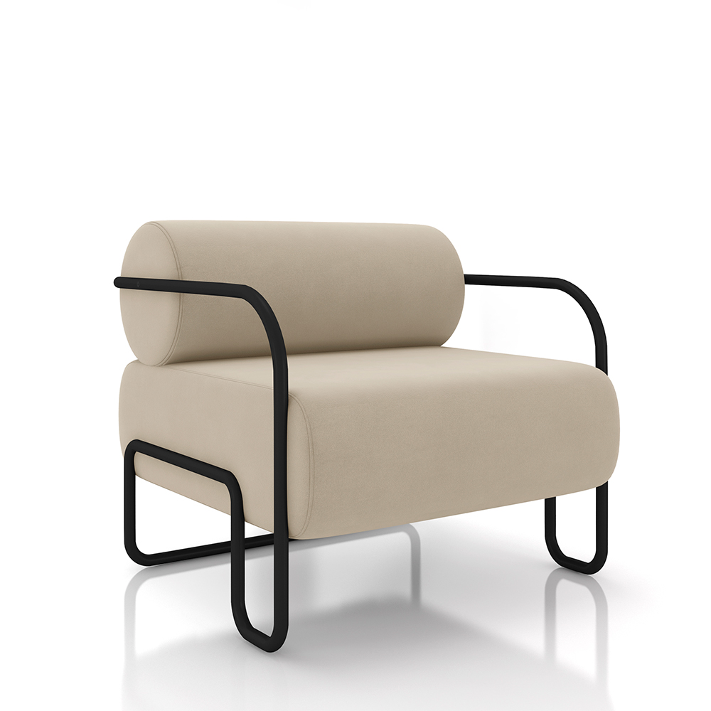 Kit 2 Poltronas Decorativas Sala de Estar Polatsk Base Industrial de Ferro Veludo Bege G33 - Gran Belo