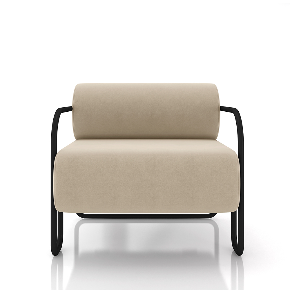 Kit 2 Poltronas Decorativas Sala de Estar Polatsk Base Industrial de Ferro Veludo Bege G33 - Gran Belo