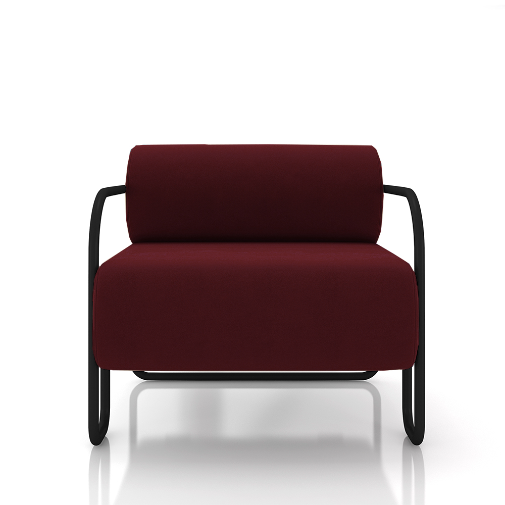 Kit 2 Poltronas Decorativas Sala de Estar Polatsk Base Industrial de Ferro Veludo Bordô G33 - Gran Belo