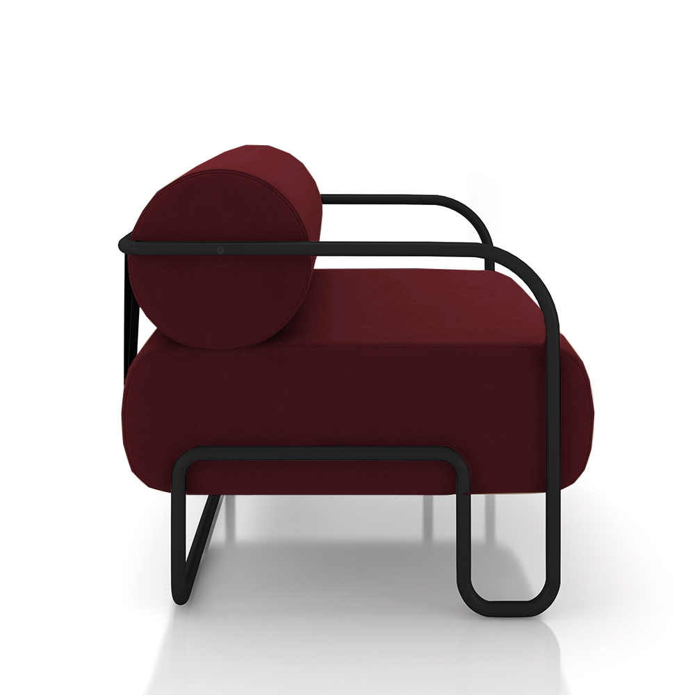 Kit 2 Poltronas Decorativas Sala de Estar Polatsk Base Industrial de Ferro Veludo Bordô G33 - Gran Belo