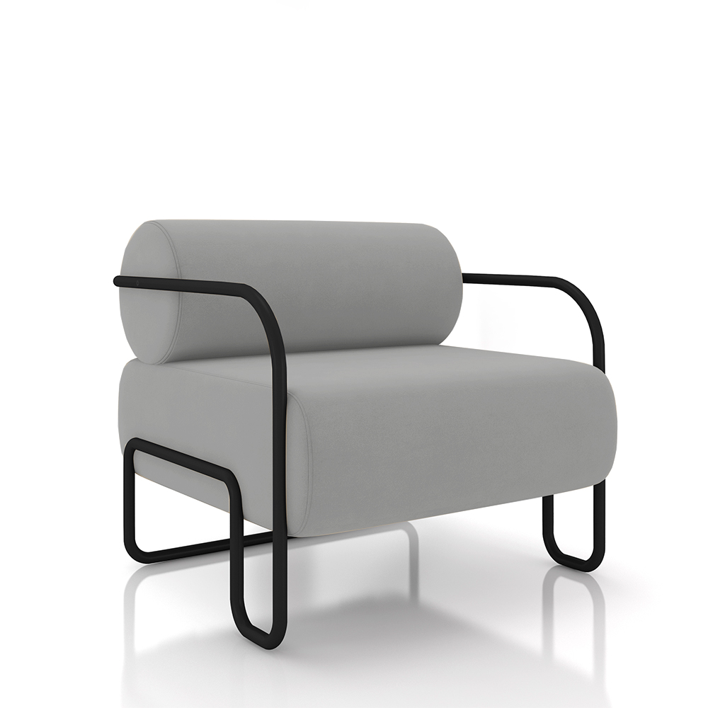 Kit 2 Poltronas Decorativas Sala de Estar Polatsk Base Industrial de Ferro Veludo Cinza Claro G33 - Gran Belo
