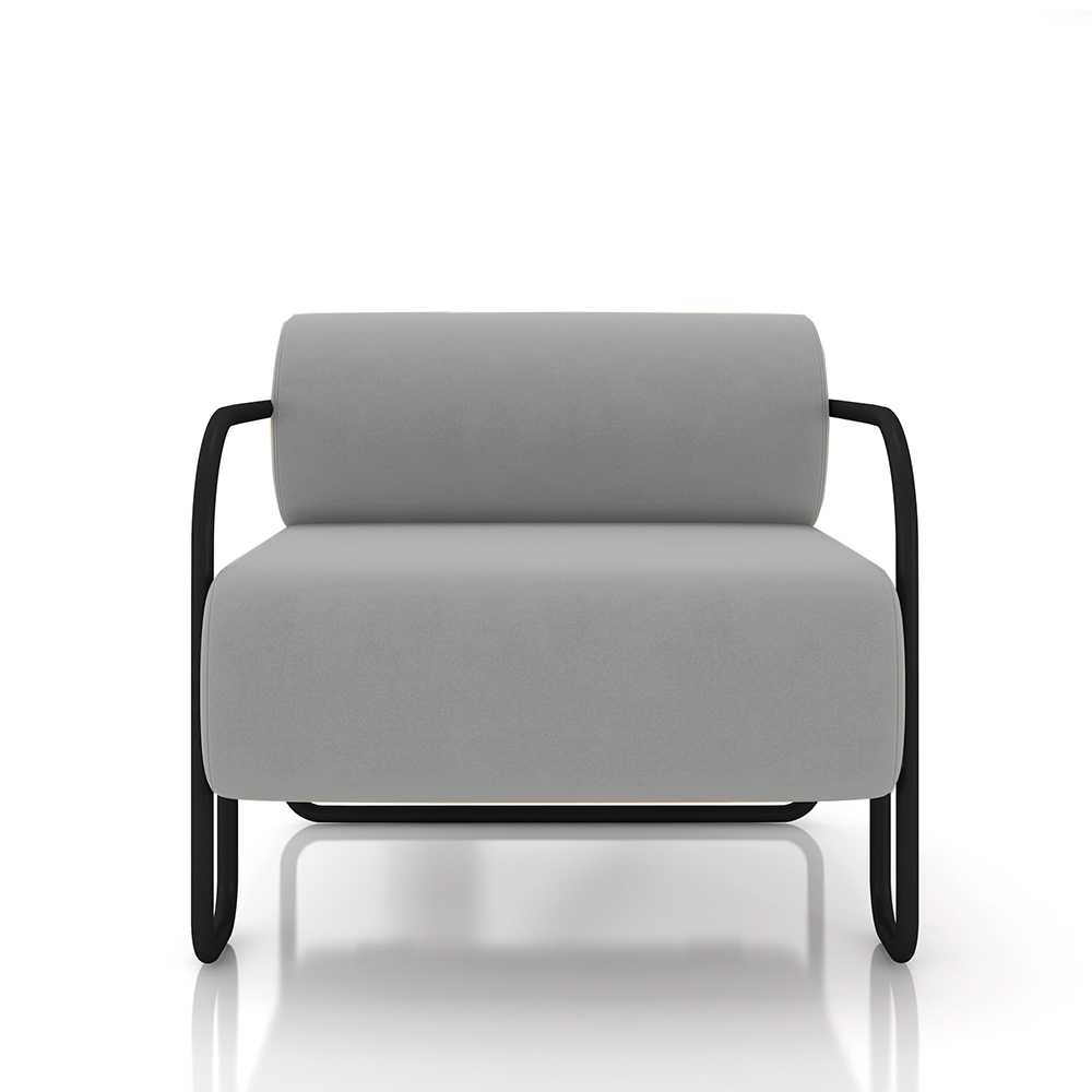 Kit 2 Poltronas Decorativas Sala de Estar Polatsk Base Industrial de Ferro Veludo Cinza Claro G33 - Gran Belo