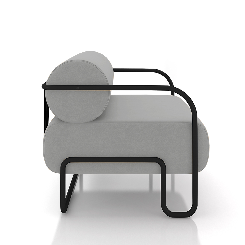 Kit 2 Poltronas Decorativas Sala de Estar Polatsk Base Industrial de Ferro Veludo Cinza Claro G33 - Gran Belo