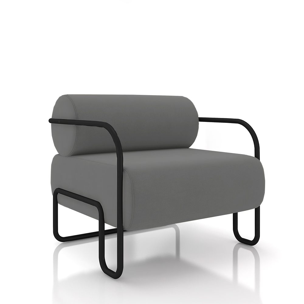 Kit 2 Poltronas Decorativas Sala de Estar Polatsk Base Industrial de Ferro Veludo Cinza G33 - Gran Belo