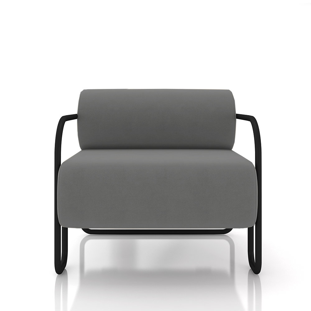 Kit 2 Poltronas Decorativas Sala de Estar Polatsk Base Industrial de Ferro Veludo Cinza G33 - Gran Belo