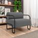 Kit 2 Poltronas Decorativas Sala de Estar Polatsk Base Industrial de Ferro Veludo Cinza G33 - Gran Belo