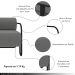 Kit 2 Poltronas Decorativas Sala de Estar Polatsk Base Industrial de Ferro Veludo Cinza G33 - Gran Belo