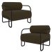 Kit 2 Poltronas Decorativas Sala de Estar Polatsk Base Industrial de Ferro Veludo Marrom G33 - Gran Belo