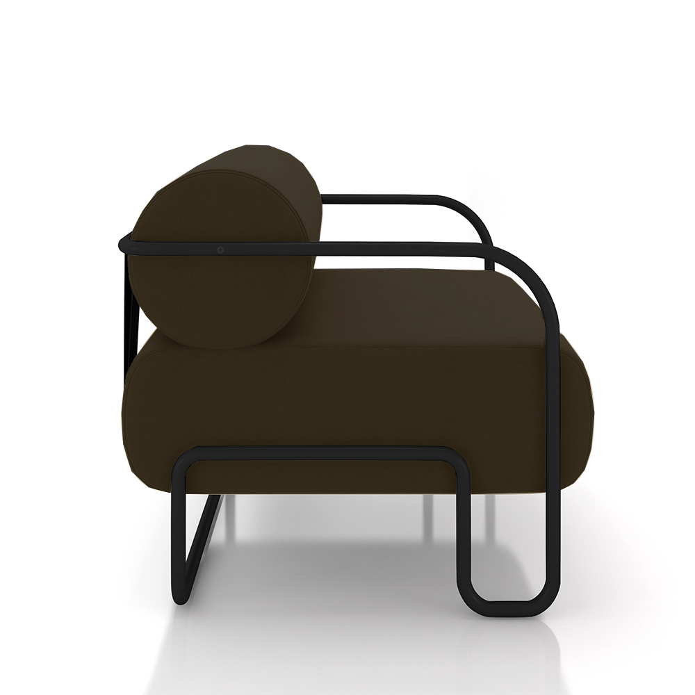 Kit 2 Poltronas Decorativas Sala de Estar Polatsk Base Industrial de Ferro Veludo Marrom G33 - Gran Belo