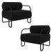 Kit 2 Poltronas Decorativas Sala de Estar Polatsk Base Industrial de Ferro Veludo Preto G33 - Gran Belo