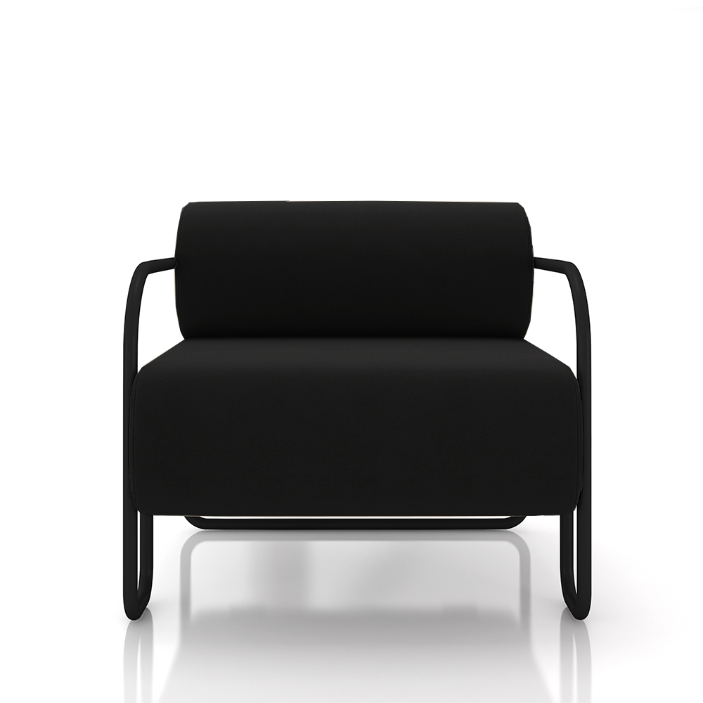 Kit 2 Poltronas Decorativas Sala de Estar Polatsk Base Industrial de Ferro Veludo Preto G33 - Gran Belo