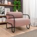 Kit 2 Poltronas Decorativas Sala de Estar Polatsk Base Industrial de Ferro Veludo Rosê G33 - Gran Belo