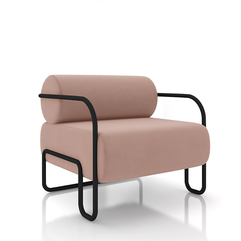 Kit 2 Poltronas Decorativas Sala de Estar Polatsk Base Industrial de Ferro Veludo Rosê G33 - Gran Belo