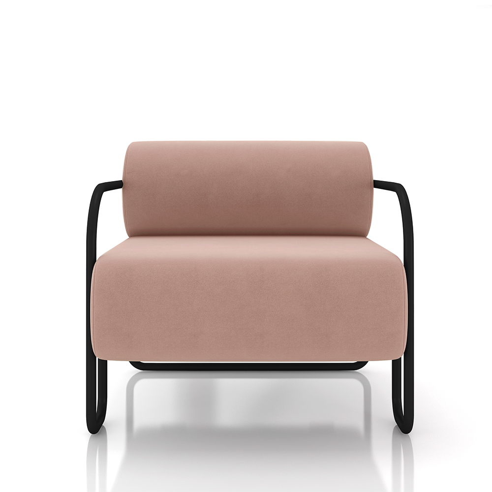 Kit 2 Poltronas Decorativas Sala de Estar Polatsk Base Industrial de Ferro Veludo Rosê G33 - Gran Belo