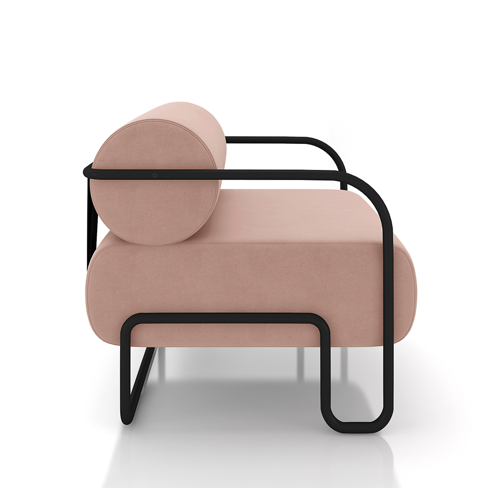 Kit 2 Poltronas Decorativas Sala de Estar Polatsk Base Industrial de Ferro Veludo Rosê G33 - Gran Belo