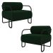 Kit 2 Poltronas Decorativas Sala de Estar Polatsk Base Industrial de Ferro Veludo Verde G33 - Gran Belo