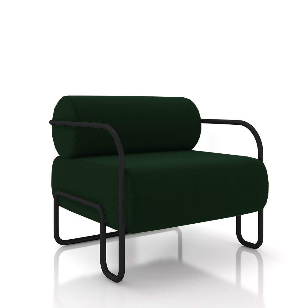 Kit 2 Poltronas Decorativas Sala de Estar Polatsk Base Industrial de Ferro Veludo Verde G33 - Gran Belo