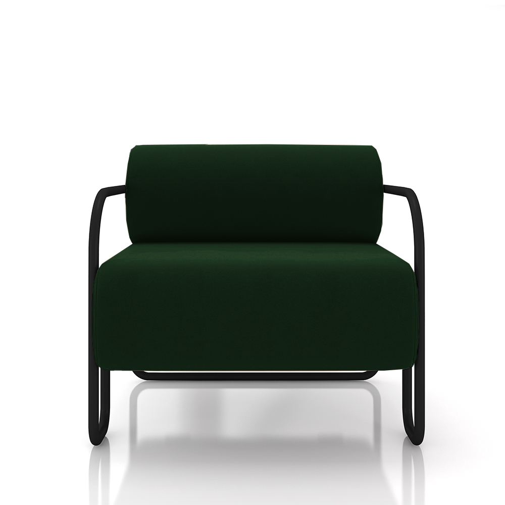 Kit 2 Poltronas Decorativas Sala de Estar Polatsk Base Industrial de Ferro Veludo Verde G33 - Gran Belo