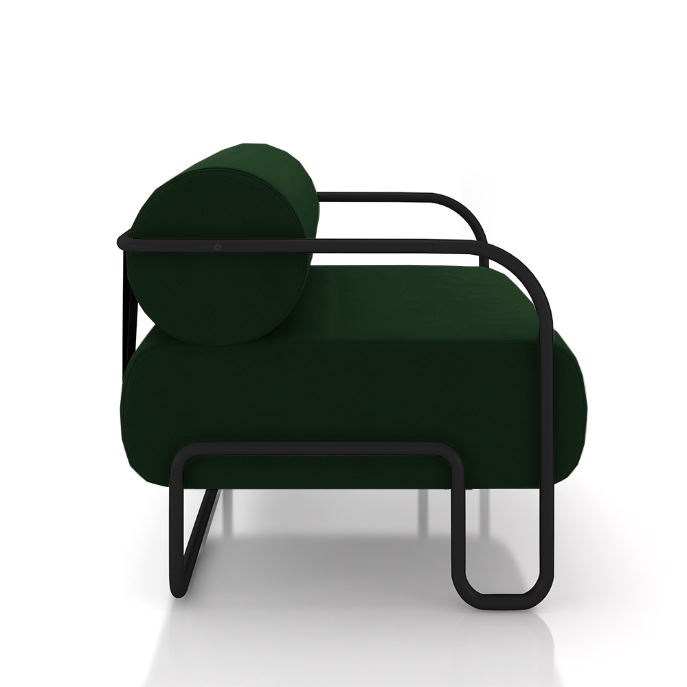 Kit 2 Poltronas Decorativas Sala de Estar Polatsk Base Industrial de Ferro Veludo Verde G33 - Gran Belo