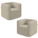 Kit 2 Poltronas Decorativas Sala de Estar Trinidad Base Fixa Bouclê Bege G33 - Gran Belo