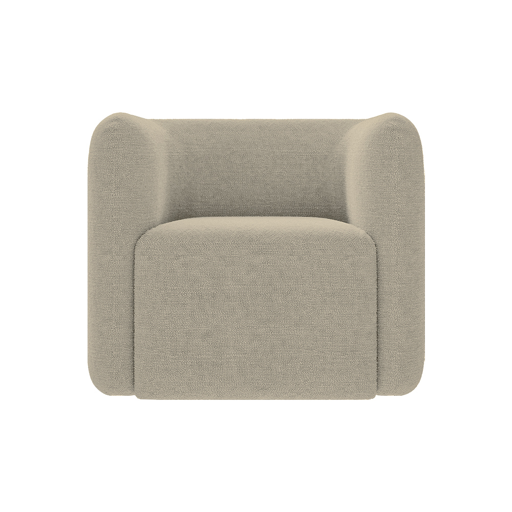 Kit 2 Poltronas Decorativas Sala de Estar Trinidad Base Fixa Bouclê Bege G33 - Gran Belo