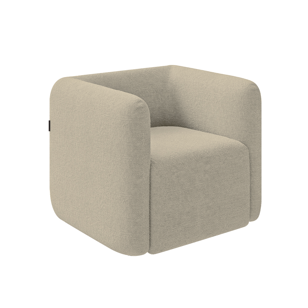 Kit 2 Poltronas Decorativas Sala de Estar Trinidad Base Fixa Bouclê Bege G33 - Gran Belo