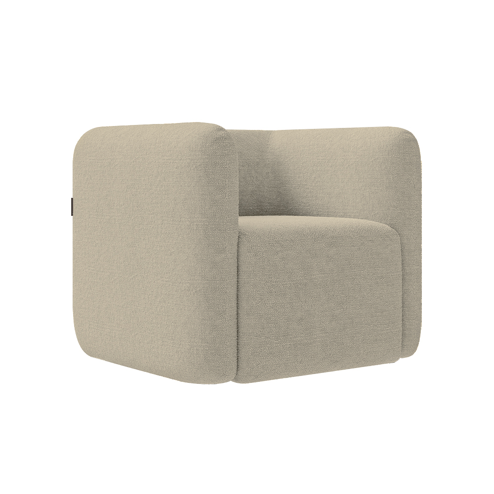 Kit 2 Poltronas Decorativas Sala de Estar Trinidad Base Fixa Bouclê Bege G33 - Gran Belo