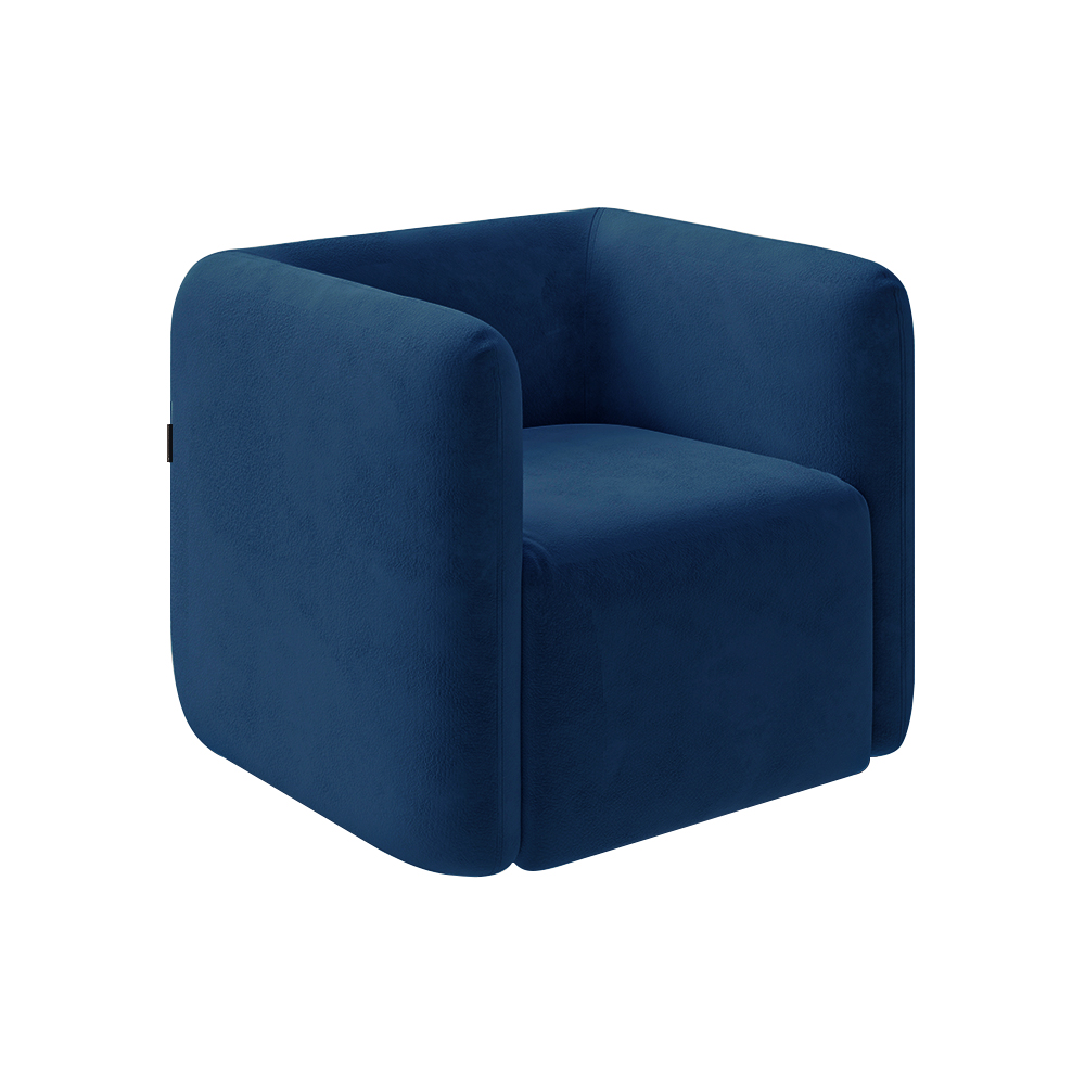 Kit 2 Poltronas Decorativas Sala de Estar Trinidad Base Fixa Veludo Azul Marinho G33 - Gran Belo