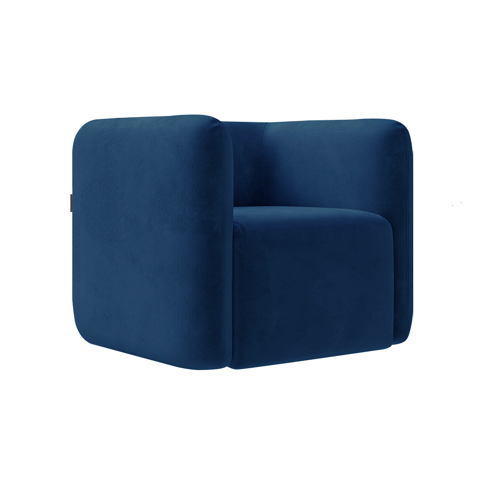 Kit 2 Poltronas Decorativas Sala de Estar Trinidad Base Fixa Veludo Azul Marinho G33 - Gran Belo