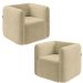 Kit 2 Poltronas Decorativas Sala de Estar Trinidad Base Fixa Veludo Bege G33 - Gran Belo