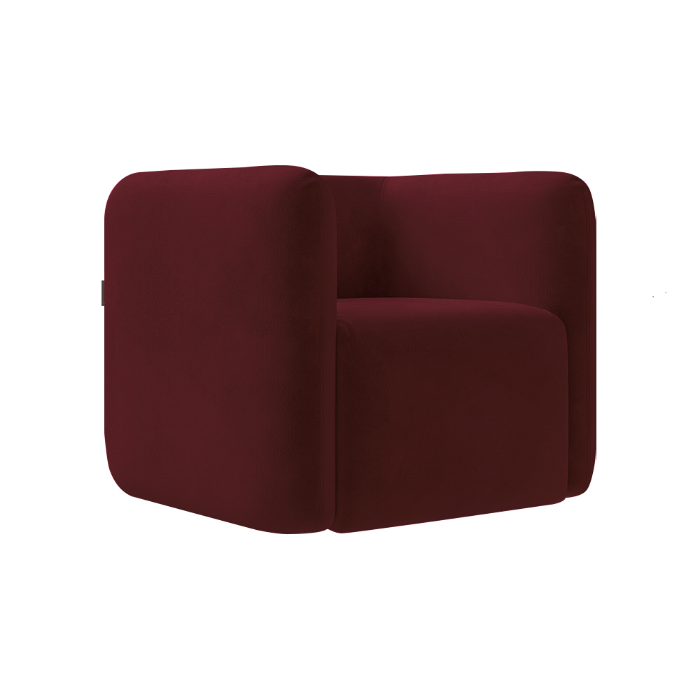 Kit 2 Poltronas Decorativas Sala de Estar Trinidad Base Fixa Veludo Bordô G33 - Gran Belo