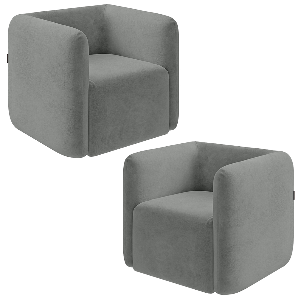 Kit 2 Poltronas Decorativas Sala de Estar Trinidad Base Fixa Veludo Cinza Claro G33 - Gran Belo