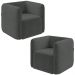Kit 2 Poltronas Decorativas Sala de Estar Trinidad Base Fixa Veludo Grafite G33 - Gran Belo