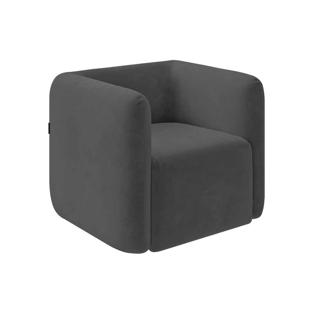 Kit 2 Poltronas Decorativas Sala de Estar Trinidad Base Fixa Veludo Grafite G33 - Gran Belo