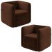 Kit 2 Poltronas Decorativas Sala de Estar Trinidad Base Fixa Veludo Marrom G33 - Gran Belo
