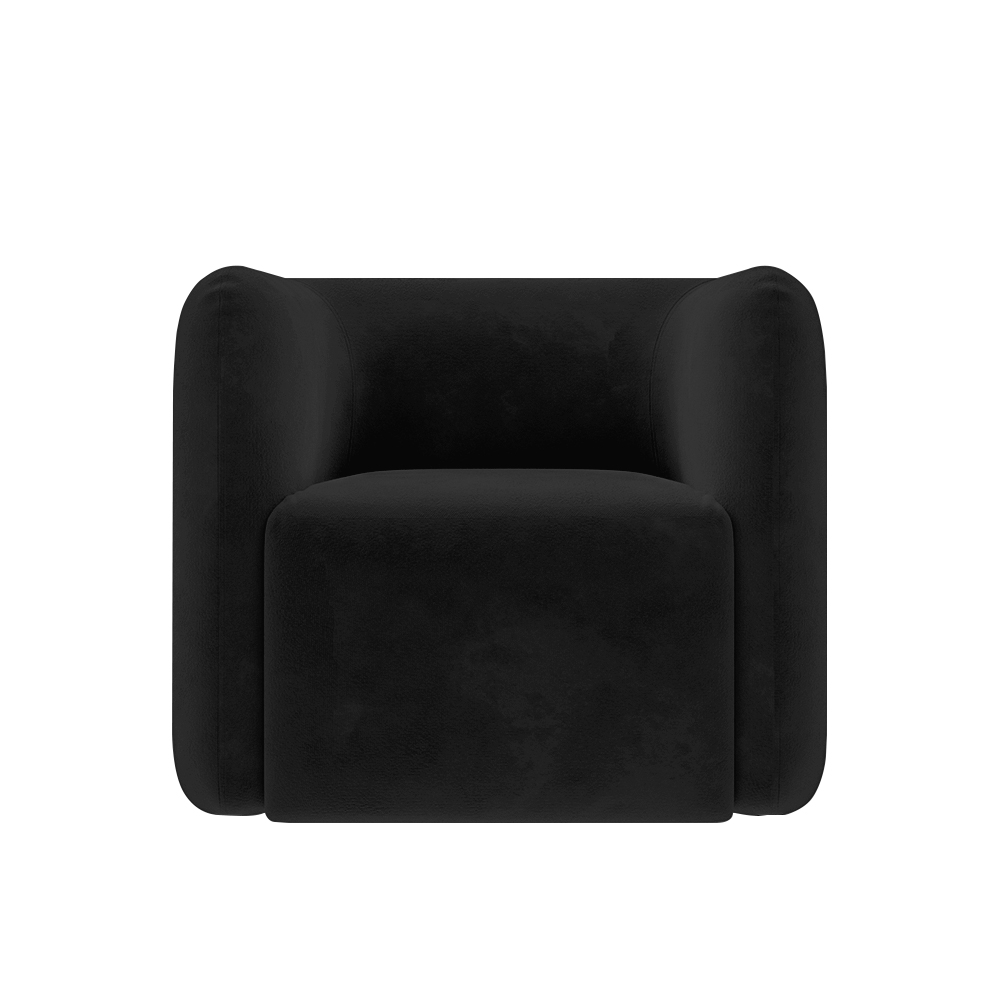Kit 2 Poltronas Decorativas Sala de Estar Trinidad Base Fixa Veludo Preto G33 - Gran Belo
