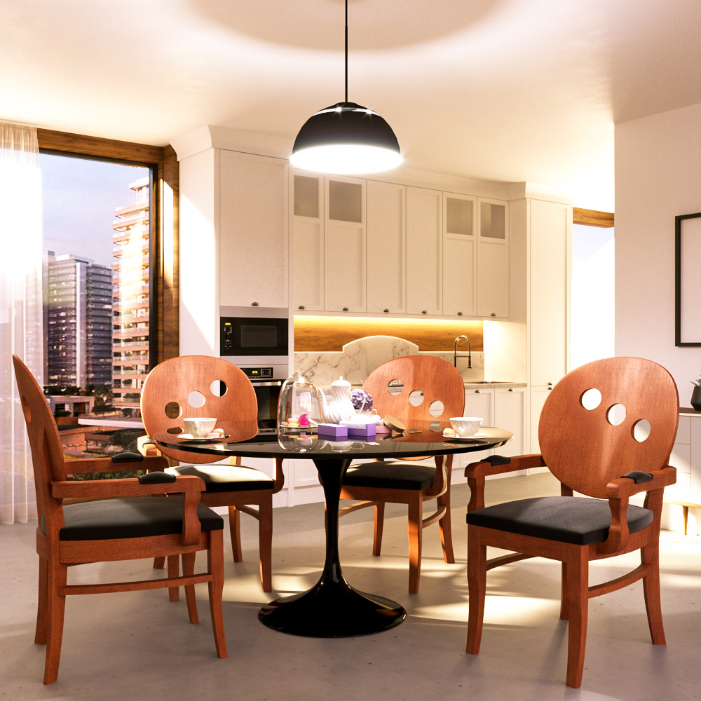 Kit 2 Poltronas Decorativas Sala de Jantar Teseu Madeira Maciça Poliéster Preto/Imbuia G42 - Gran Belo
