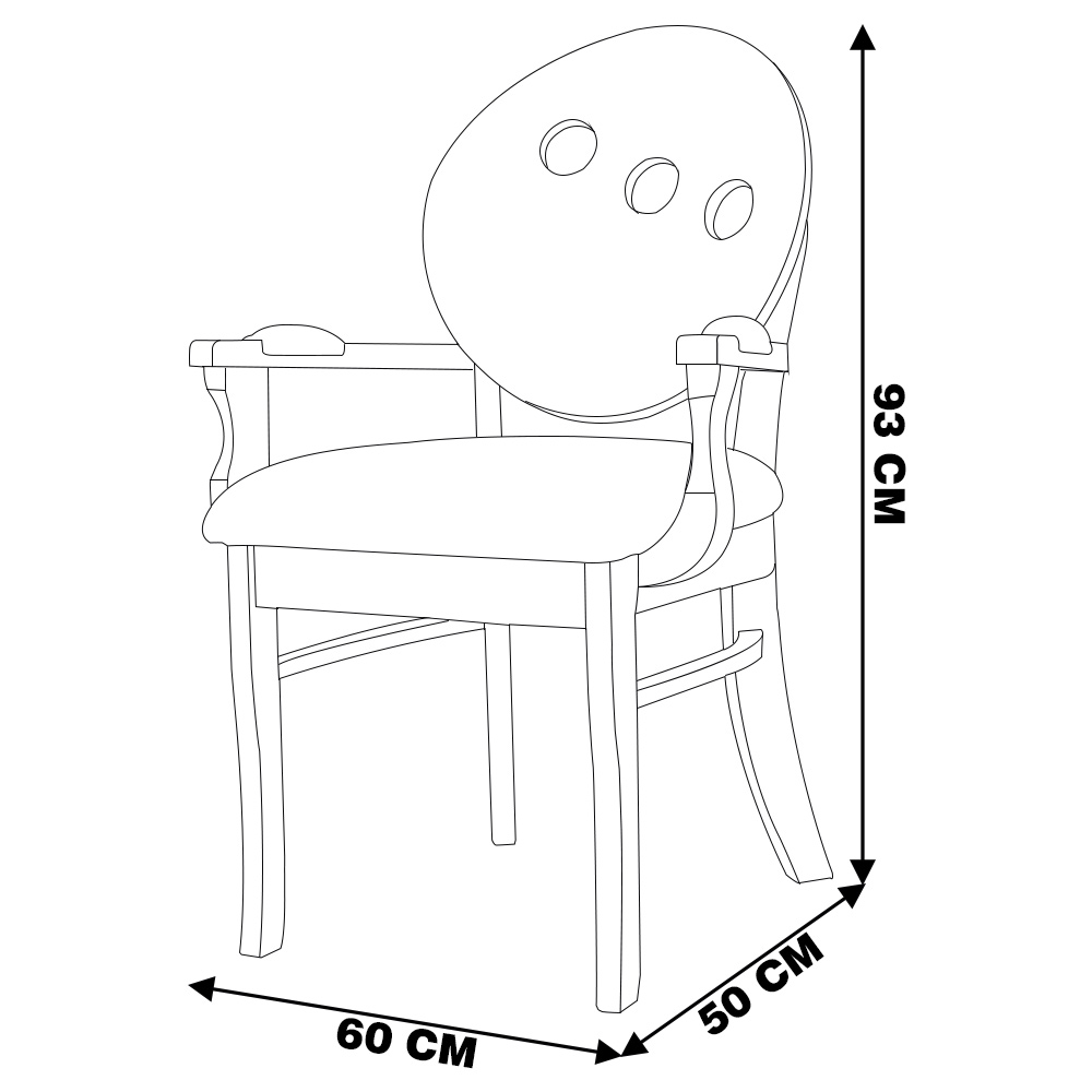 Kit 2 Poltronas Decorativas Sala de Jantar Teseu Madeira Maciça Poliéster Preto/Imbuia G42 - Gran Belo