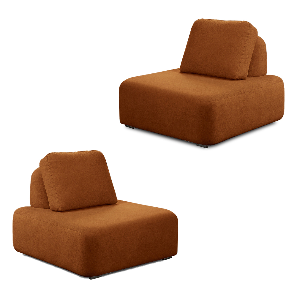 Kit 2 Poltronas Decorativas Santiago Sala de Estar Pés em Madeira Bouclê Terracota G89 - Gran Belo