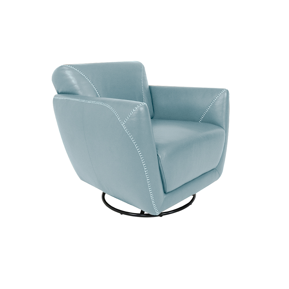 Kit 2 Poltronas Decorativas Valentina Sala de Estar Giratória Couro Azul Celeste G40 - Gran Belo