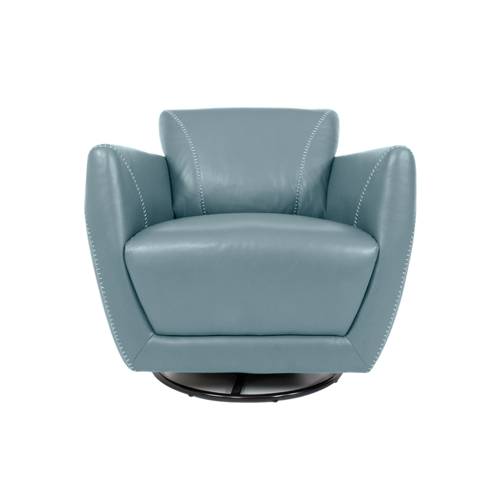 Kit 2 Poltronas Decorativas Valentina Sala de Estar Giratória Couro Azul Celeste G40 - Gran Belo