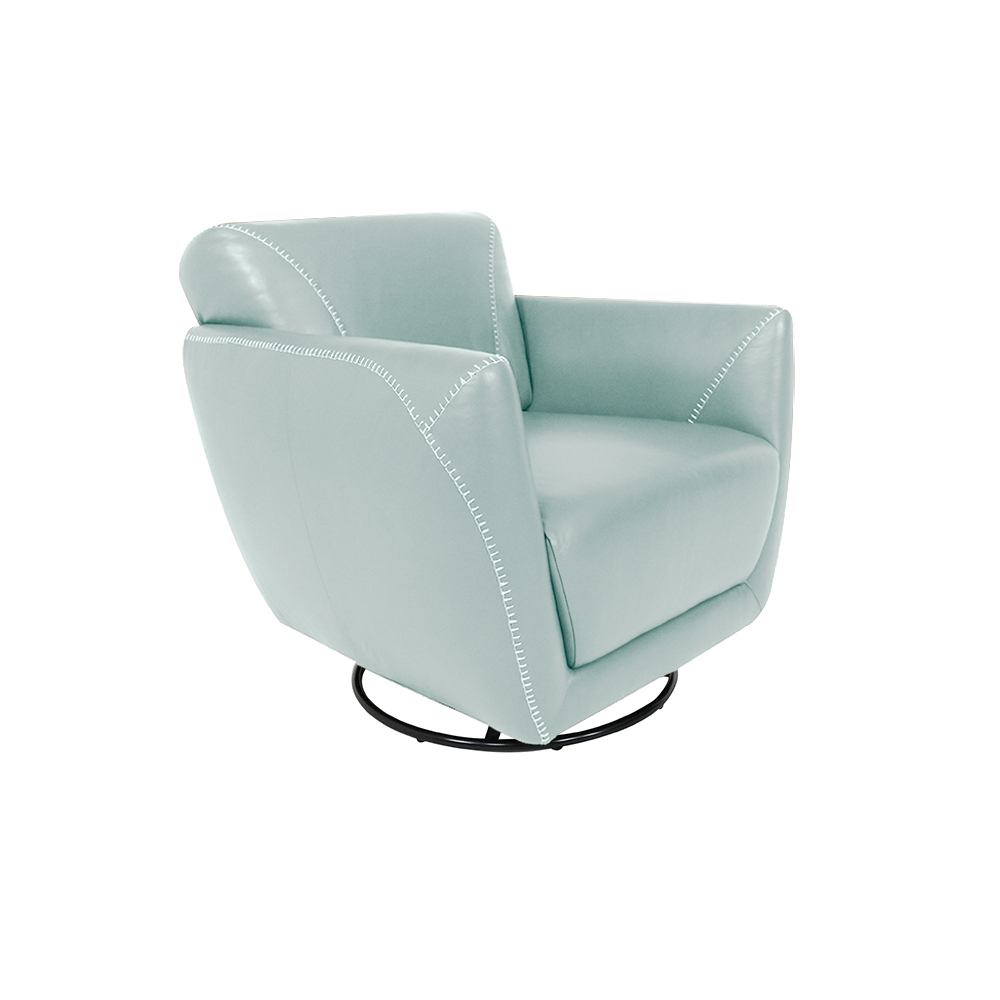Kit 2 Poltronas Decorativas Valentina Sala de Estar Giratória Couro Azul Claro G40 - Gran Belo