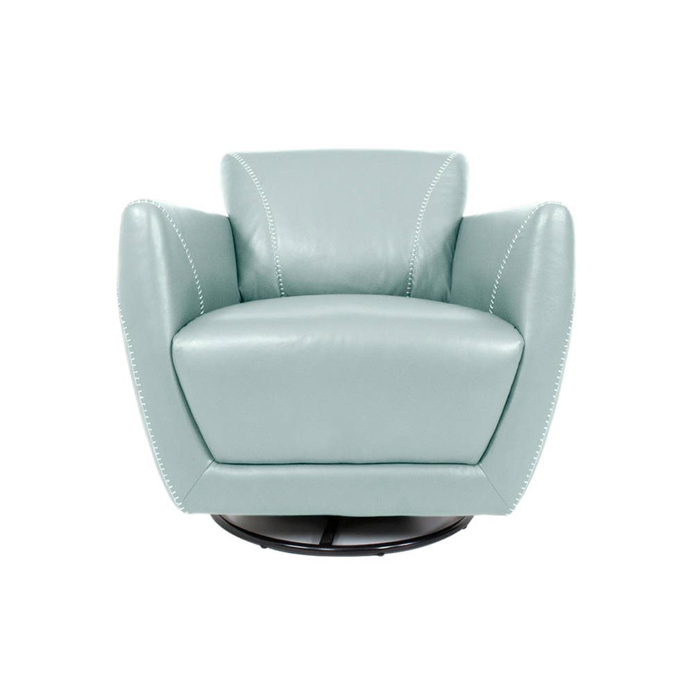 Kit 2 Poltronas Decorativas Valentina Sala de Estar Giratória Couro Azul Claro G40 - Gran Belo