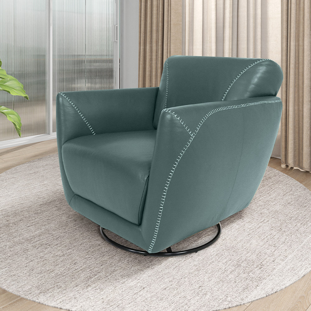 Kit 2 Poltronas Decorativas Valentina Sala de Estar Giratória Couro Azul Majestic G40 - Gran Belo