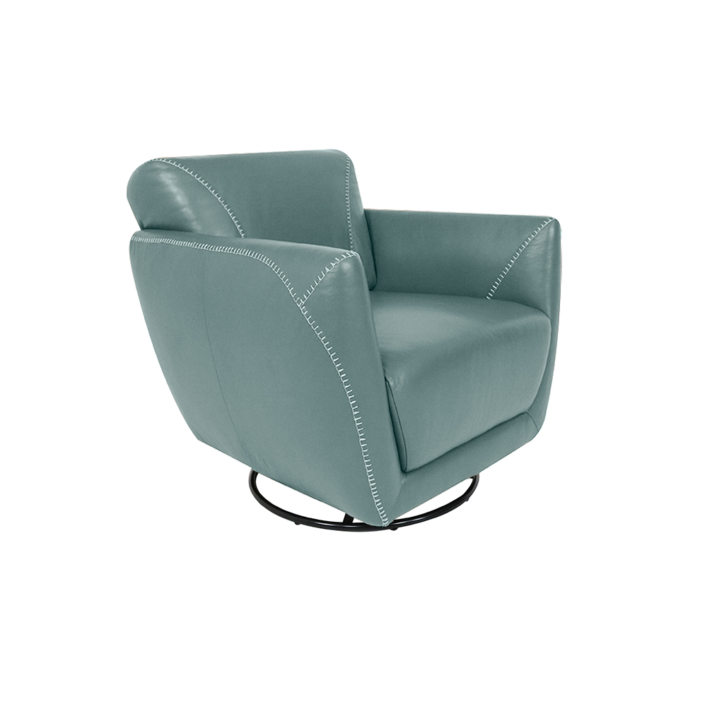Kit 2 Poltronas Decorativas Valentina Sala de Estar Giratória Couro Azul Majestic G40 - Gran Belo