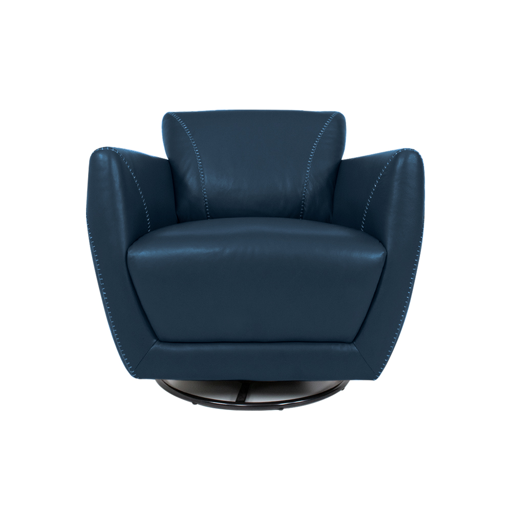Kit 2 Poltronas Decorativas Valentina Sala de Estar Giratória Couro Azul Marinho Brilho G40 - Gran Belo