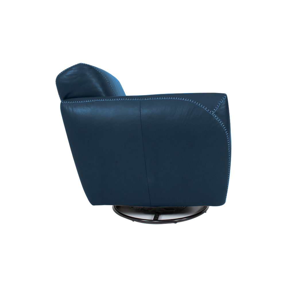 Kit 2 Poltronas Decorativas Valentina Sala de Estar Giratória Couro Azul Marinho Brilho G40 - Gran Belo